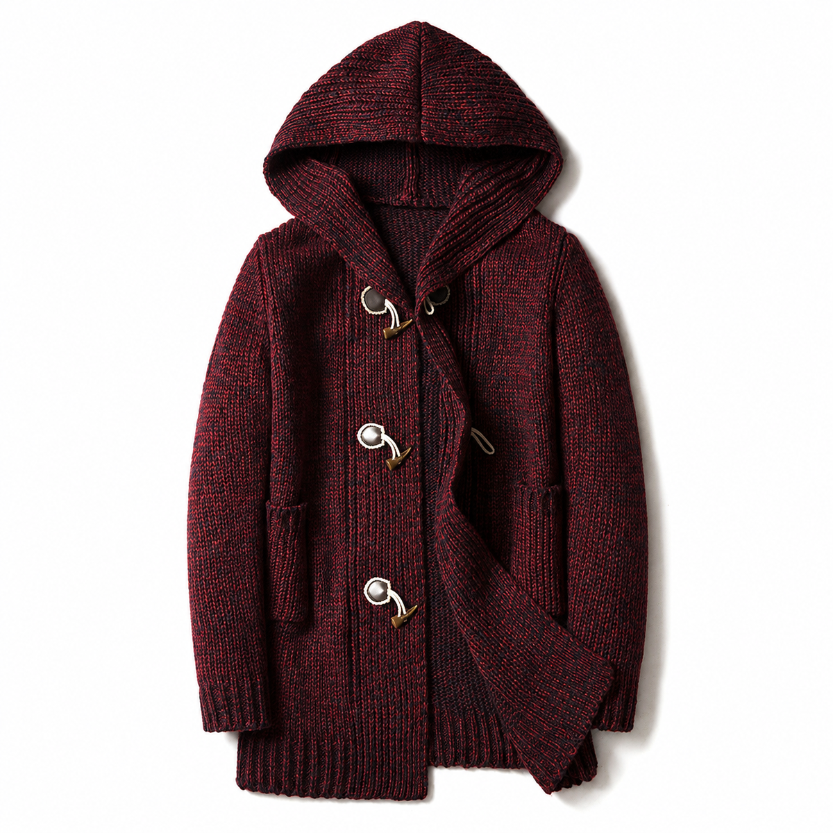 Fenwick Men's Hooded Wool-Blend Toggle Cardigan